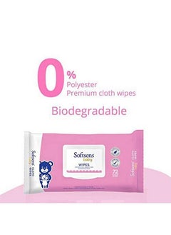 Softsens Baby Gentle Cloth Wipes For Baby Skin Enriched With Aloe Vera & Vitamin E I Dermatologically Tested & Parben Free With Lid72 Wipes (Pack Of 3)  - Image 5