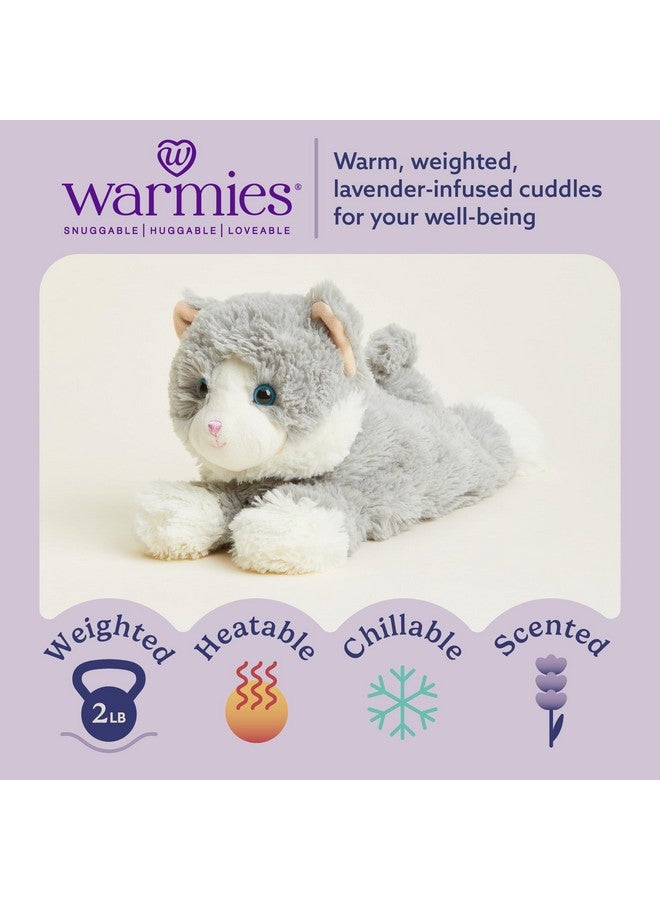 warmies Microwavable & Weighted Stuffed Animals, Laying Down Gray Cat - Heated Stuffed Animal Plushie for Warmth & Comfort - Cute Soft Plush Toys for Boys, Girls, Babies & Toddlers - Image 2