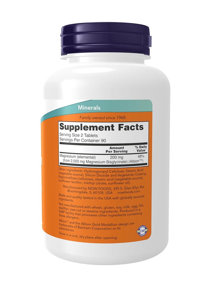 Now Foods Magnesium Glycinate -180 Tablets - Image 2