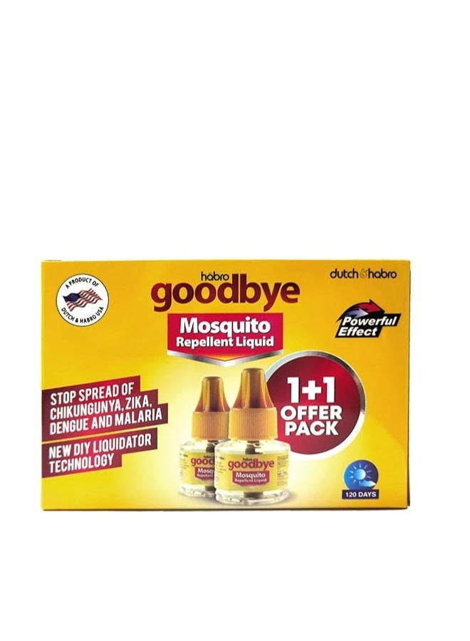 جودباي سائل طارد البعوض من هابرو | مجموعة سائل قاتل البعوض | عبوة إعادة تعبئة 60+60 ليلة - عبوة 45 مل من قطعتين - Image 2