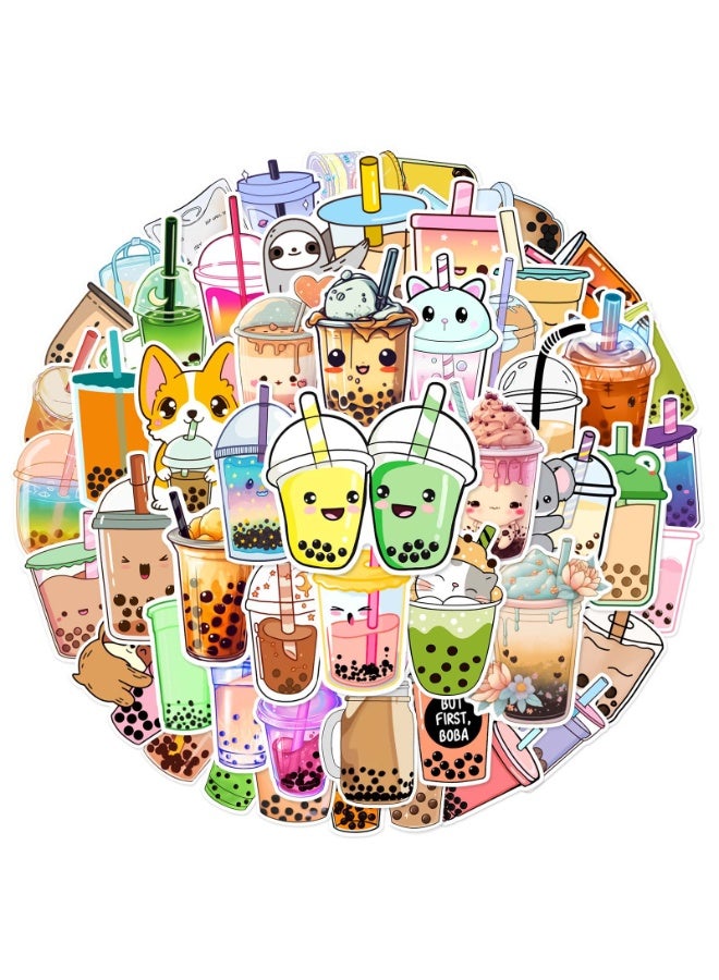 NIBEMINENT 50 Pcs Fresh Milk Tea Deco Kit Waterproof Stickers, High Definition Printing Bright Colors, Suitable for Laptop Skateboard Luggage Water Bottle Guitar DIY - Image 2
