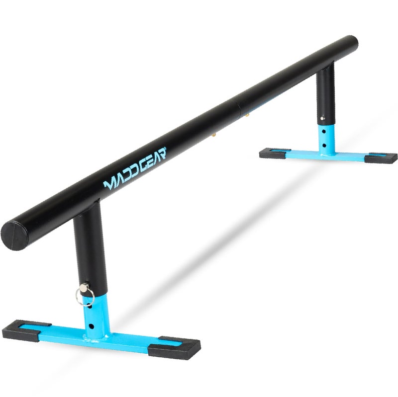 Madd Gear 55" Long Flat Bar Skate Rail – Heavy Duty Durable Round Skateboard Pro Scooter or Inline Skate - Adjustable Height - Smooth Easy Sliding Assembly & Great for Beginners to Advanced Skatepark - Image 1