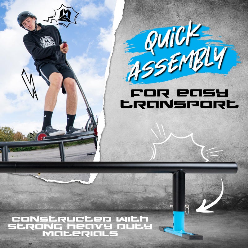 Madd Gear 55" Long Flat Bar Skate Rail – Heavy Duty Durable Round Skateboard Pro Scooter or Inline Skate - Adjustable Height - Smooth Easy Sliding Assembly & Great for Beginners to Advanced Skatepark - Image 4