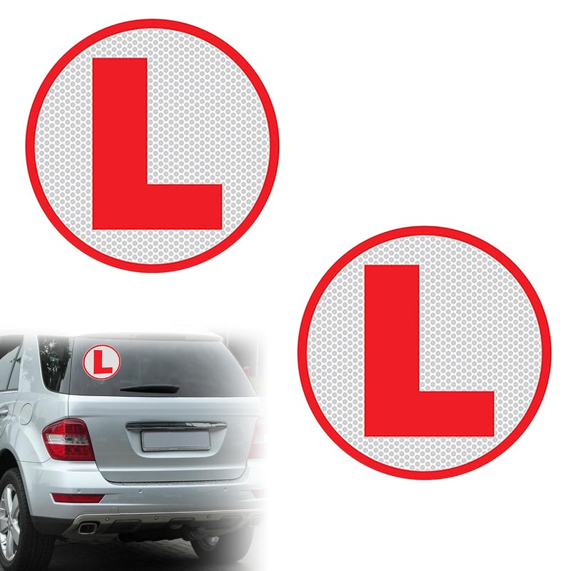 GLUN® Learning Sign Stickers, 2 Piece Set Stickers, Strong Adhesive Back, Reflective Surface for New Learner - Image 2