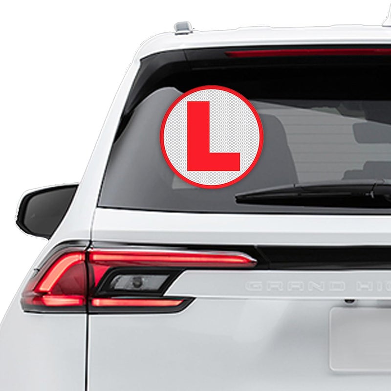 GLUN® Learning Sign Stickers, 2 Piece Set Stickers, Strong Adhesive Back, Reflective Surface for New Learner - Image 1