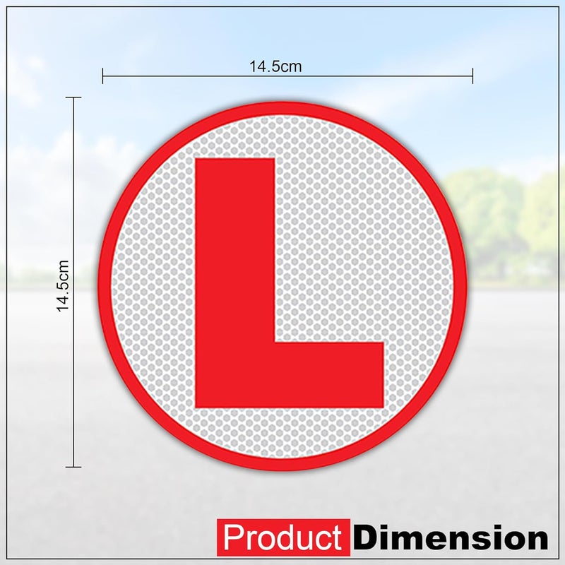 GLUN® Learning Sign Stickers, 2 Piece Set Stickers, Strong Adhesive Back, Reflective Surface for New Learner - Image 5