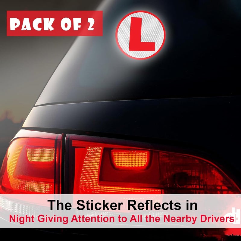 GLUN® Learning Sign Stickers, 2 Piece Set Stickers, Strong Adhesive Back, Reflective Surface for New Learner - Image 3