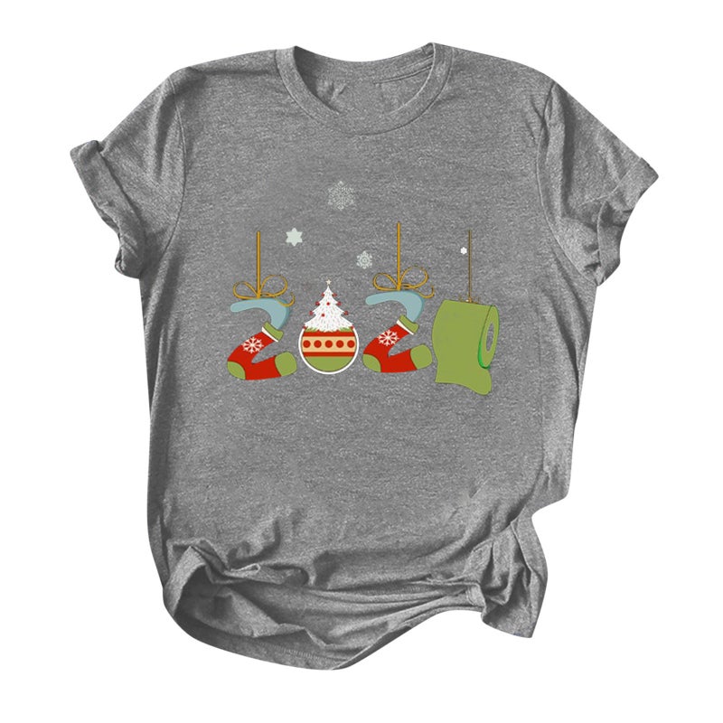 2020 Christmas Snowflake Printed Short-Sleeved T-Shirt - Image 4
