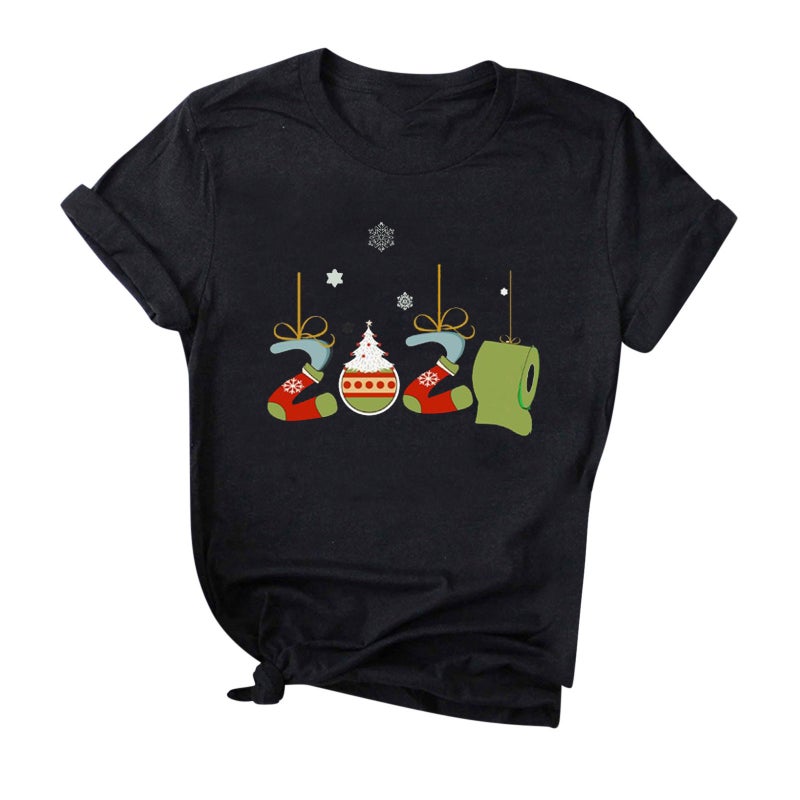 2020 Christmas Snowflake Printed Short-Sleeved T-Shirt - Image 5