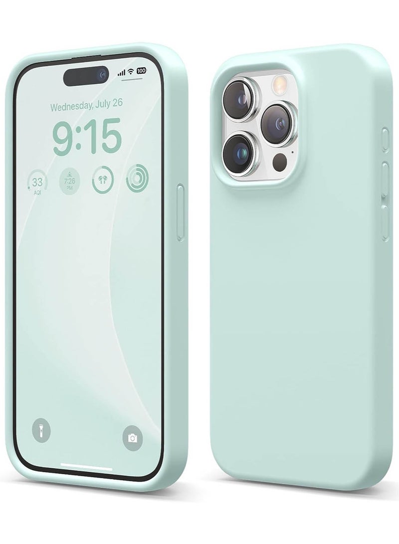 Elago Liquid Silicone for iPhone 15 PRO Case Cover with Full Body Protection, Shockproof, Slim, Anti-Scratch Soft Microfiber Lining - Mint Blue - Image 1