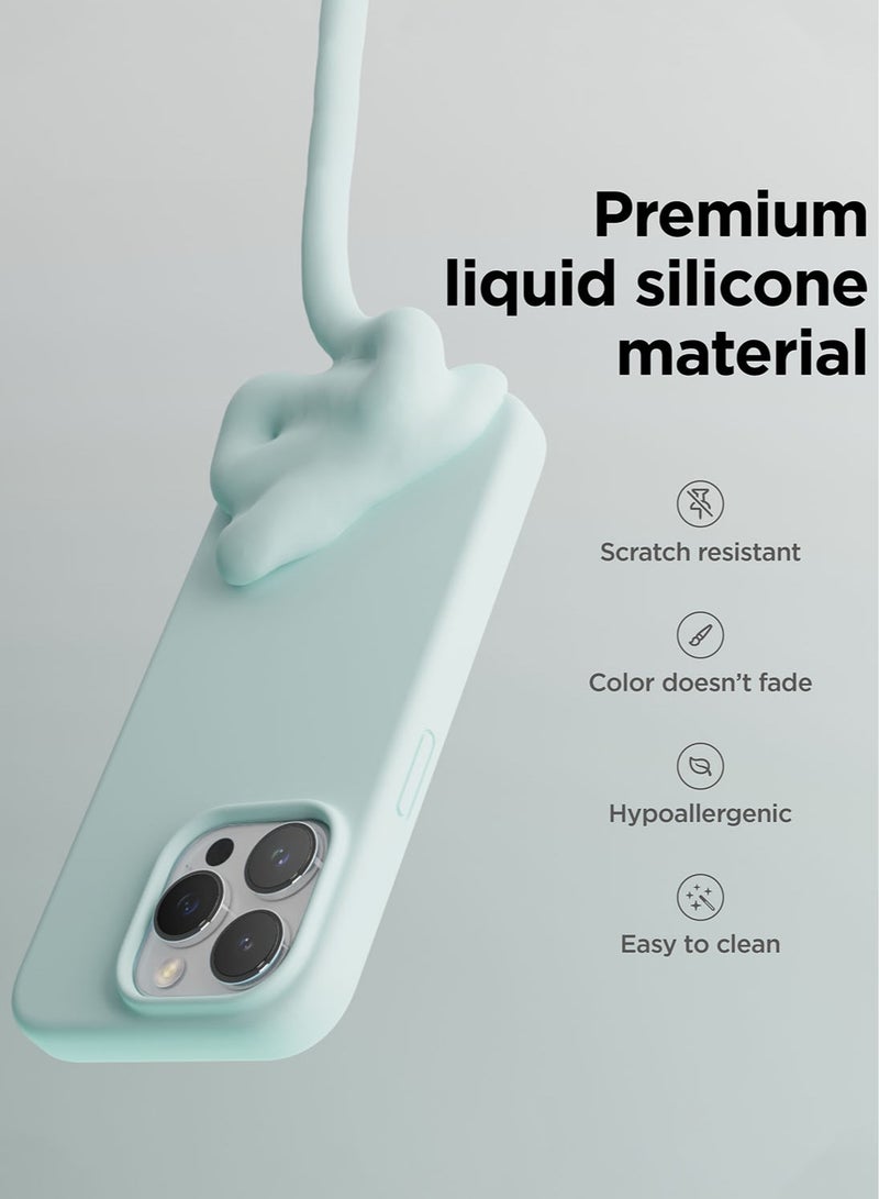 Elago Liquid Silicone for iPhone 15 PRO Case Cover with Full Body Protection, Shockproof, Slim, Anti-Scratch Soft Microfiber Lining - Mint Blue - Image 3