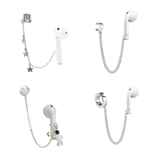 CCeCCe 4 Pair Wireless Earbuds Anti-Lost Straps Wireless Ear Buds Clip Holder Protector Lanyard Chain Earrings for Apple AirPods Echo Buds Bluetooth Headphones ENC In-ear Earphones Needn't Ear Hole - Image 1