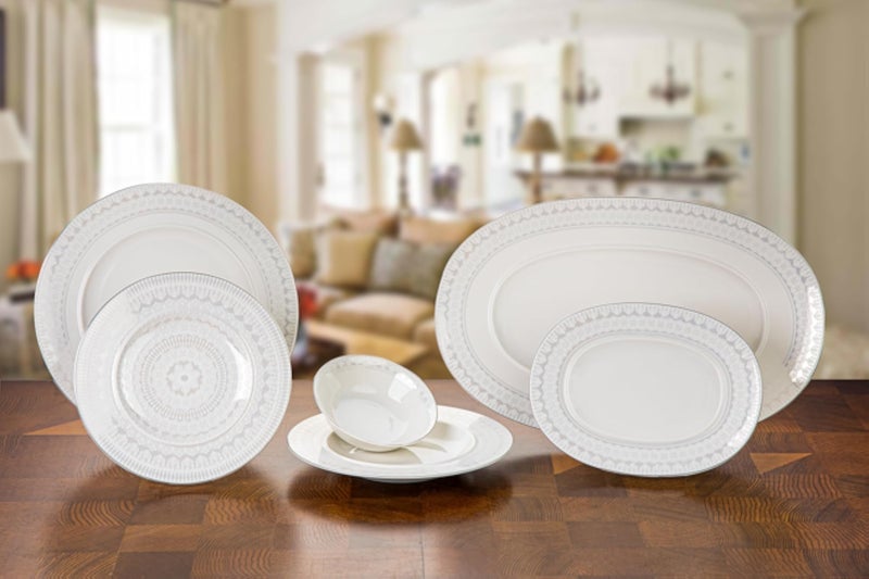 Lotus 6035 Galaxy Dinner Set 26-Pieces, 4 White