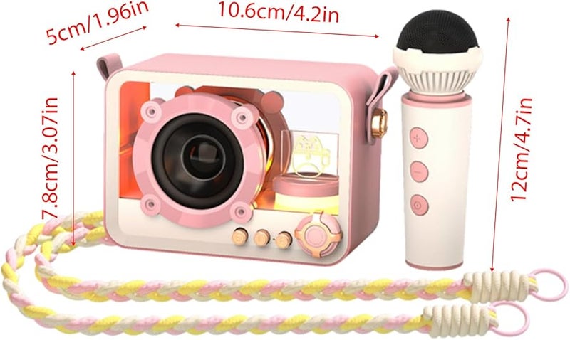 Portable Bluetooth Karaoke Speaker With Wireless Microphones Pink KTV Set For Home Party Outdoor - Image 3