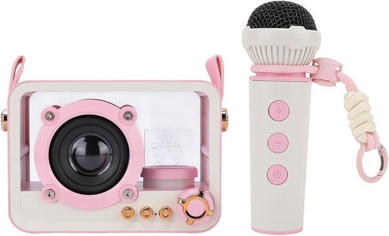 Portable Bluetooth Karaoke Speaker With Wireless Microphones Pink KTV Set For Home Party Outdoor - Image 2