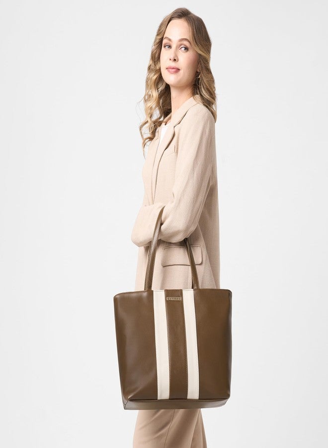 Caprese Evelyn 15.6-Inch Laptop Compatible Large Tote Bag for Women | Stylish, Durable, and Spacious with Multiple Compartments, Back Zipper Pocket for Work, Travel, and Everyday Use (Chocolate Brown) - Image 2