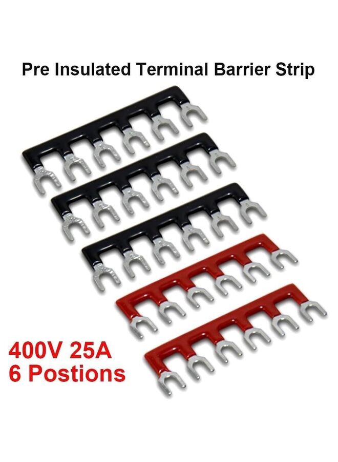 10 قطع (5 مجموعات) 12 وضعية، صف مزدوج، 600 فولت 25 أمبير، شرائط أطراف لولبية مع غطاء، 400 فولت 25 أمبير، 12 وضعية، شريط حاجز لأطراف معزولة مسبقًا (أسود وأحمر) (المقاس: 25 أمبير). - Image 4