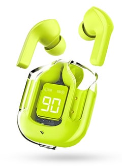 Wireless Earbuds Bluetooth Headphones with LED Display & Clear Charging Case, IPX5 Waterproof Earphones with Built-in Mic, Sport & Workout Headphones Compatible with Apple/Android, TV, Laptop - Green