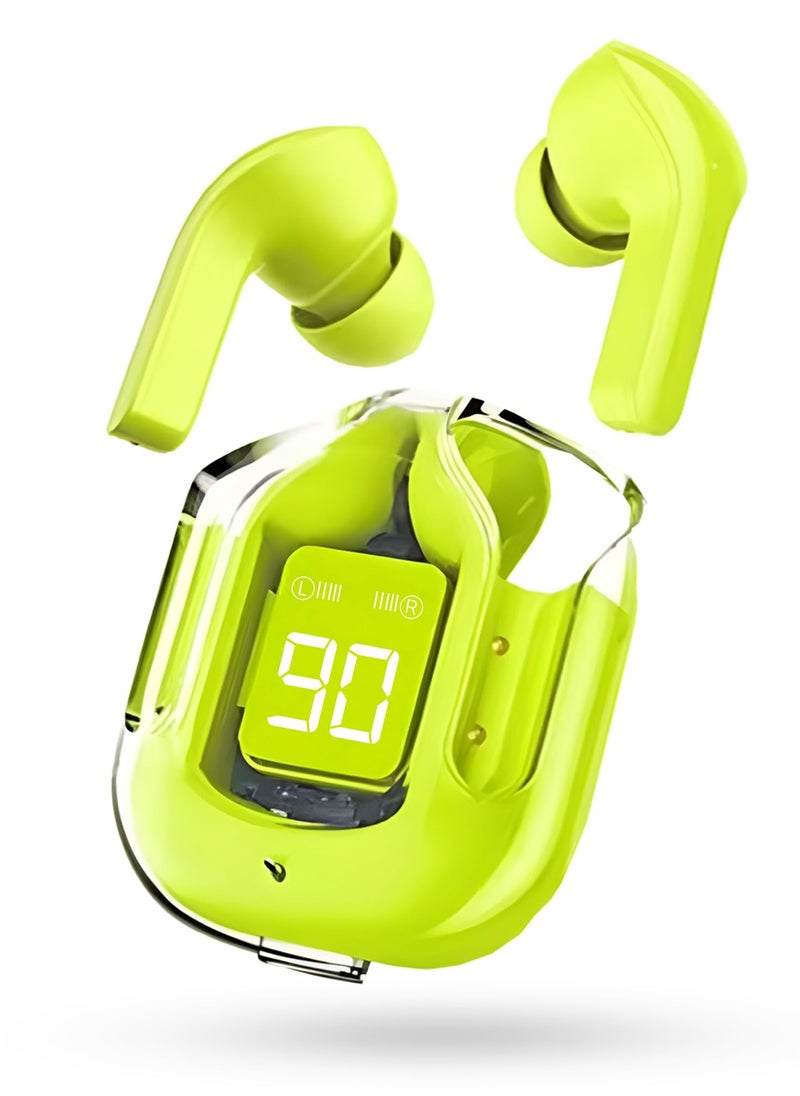 Generic - Wireless Earbuds Bluetooth Headphones with LED Display & Clear Charging Case, IPX5 Waterproof Earphones with Built-in Mic, Sport & Workout Headphones Compatible with Apple/Android, TV, Laptop - Green - Image 1