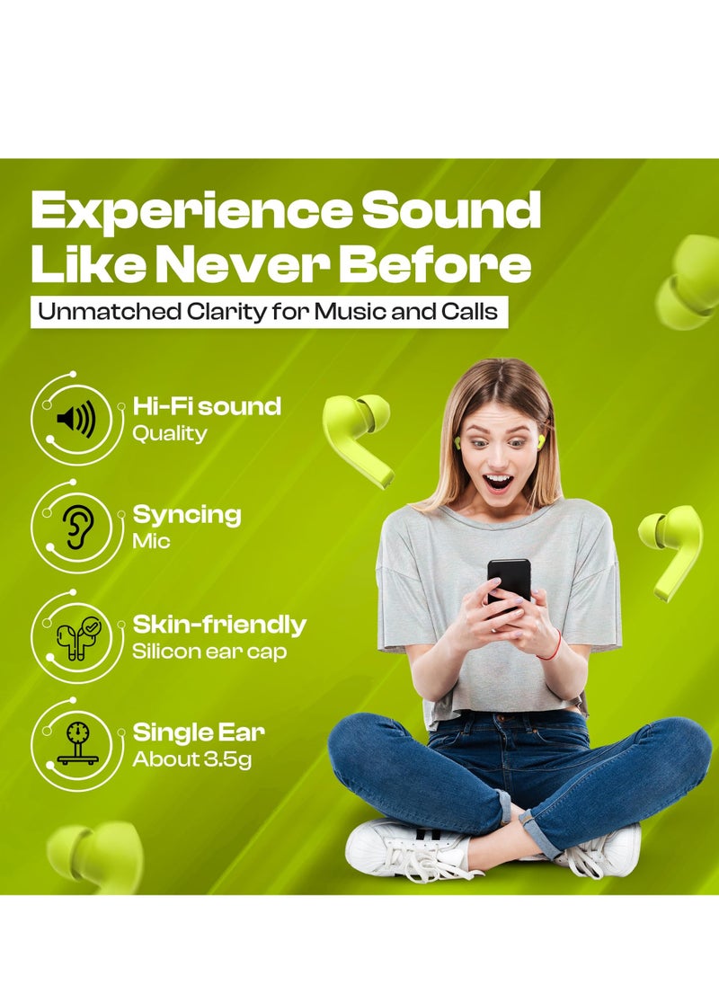 Generic - Wireless Earbuds Bluetooth Headphones with LED Display & Clear Charging Case, IPX5 Waterproof Earphones with Built-in Mic, Sport & Workout Headphones Compatible with Apple/Android, TV, Laptop - Green - Image 1