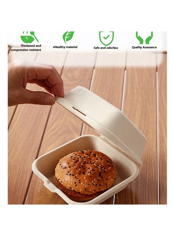 SM 50pcs Healthy Food Containers Sugarcane Pulp for Burgers Desserts Home Bakes Daily Use for Cafes Restaurants Home Use Takeaway Catering - Image 5