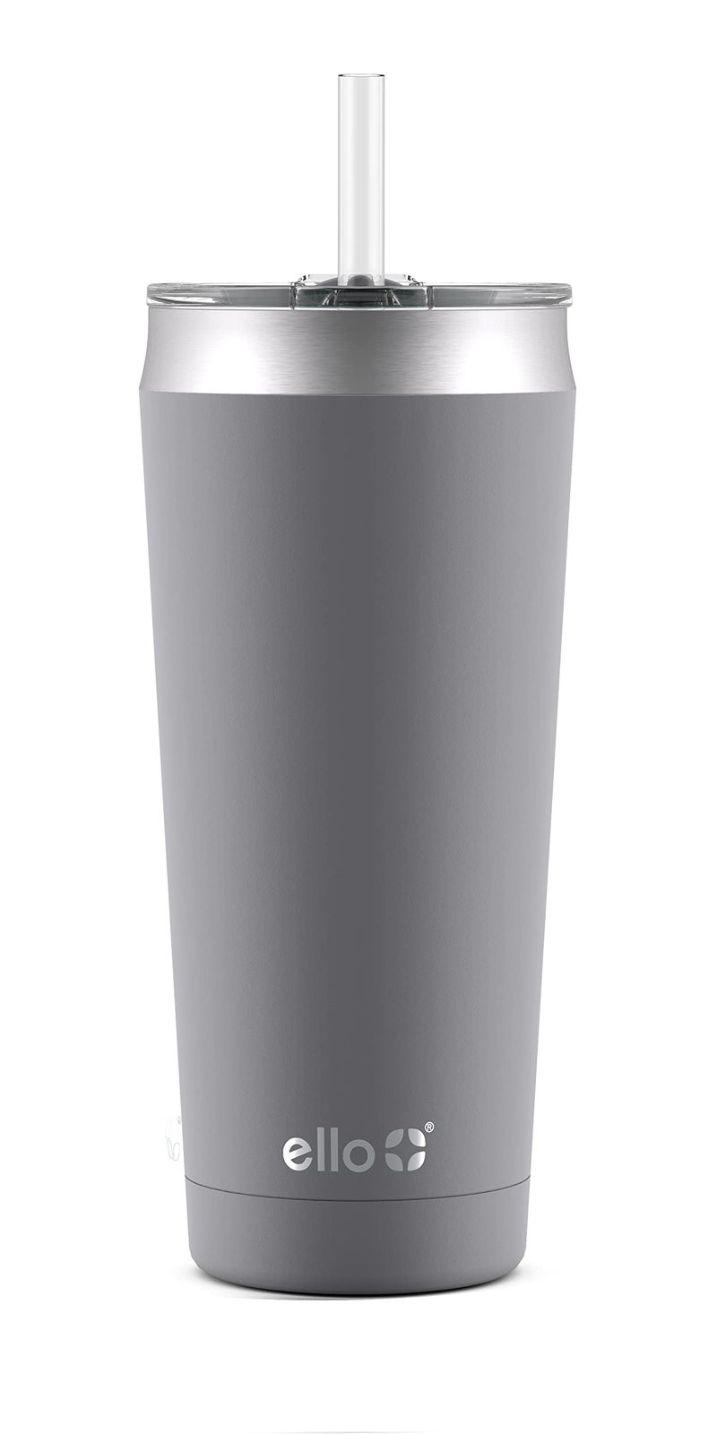 Ello Beacon Vacuum Insulated Stainless Steel Tumbler with Optional Straw, 24 oz, Grey - Image 1