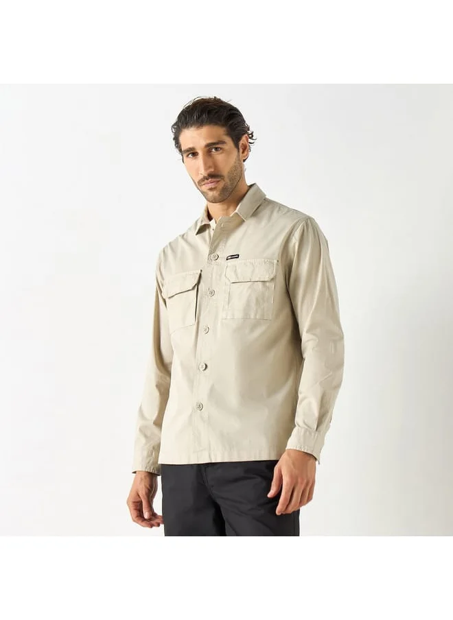 Ecko Unltd. Ecko Unltd Solid Utility Shirt with Pockets and Long Sleeves