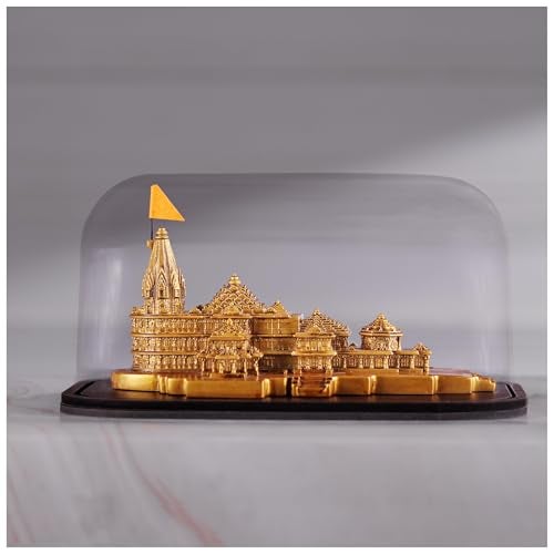 Artarium Ram Mandir Ayodhya Model with Acrylic Glass Cover & Wooden Base (7.25 Inch), Ram Lalla Temple Replica Decorative Showpiece for Home Decor, Pooja Room, Office & Gift - Image 3