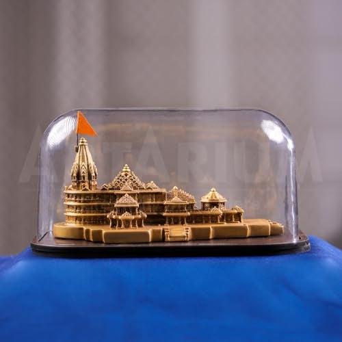 Artarium Ram Mandir Ayodhya Model with Acrylic Glass Cover & Wooden Base (7.25 Inch), Ram Lalla Temple Replica Decorative Showpiece for Home Decor, Pooja Room, Office & Gift - Image 5