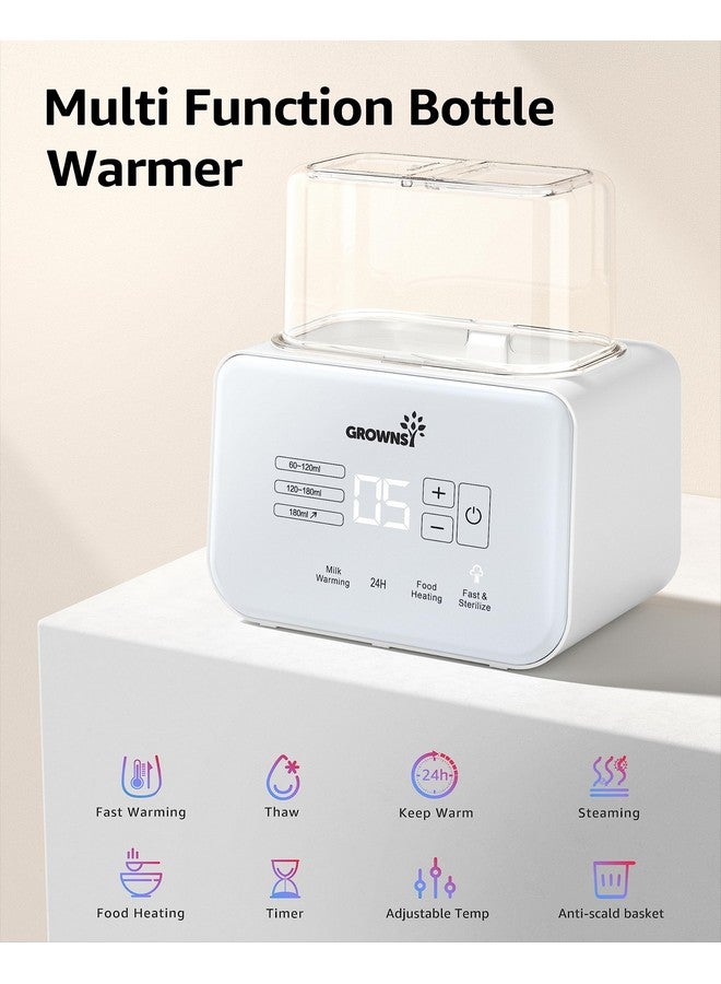 GROWNSY Baby Bottle Warmer, Grownsy 8-in-1 Fast Milk Warmer with Timer Breastmilk or Formula, Fits 2 Bottles, Accurate Temperature Control, with Defrost, Sterili-zing, Keep, Heat Baby Food Jars Function  - Image 2