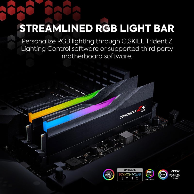 G.Skill G.SKILL Trident Z5 RGB Series (Intel XMP 3.0) DDR5 RAM 32GB (2x16GB) 6800MT/s CL34-45-45-108 1.40V Desktop Computer Memory UDIMM - Matte Black (F5-6800J3445G16GX2-TZ5RK) - Image 3