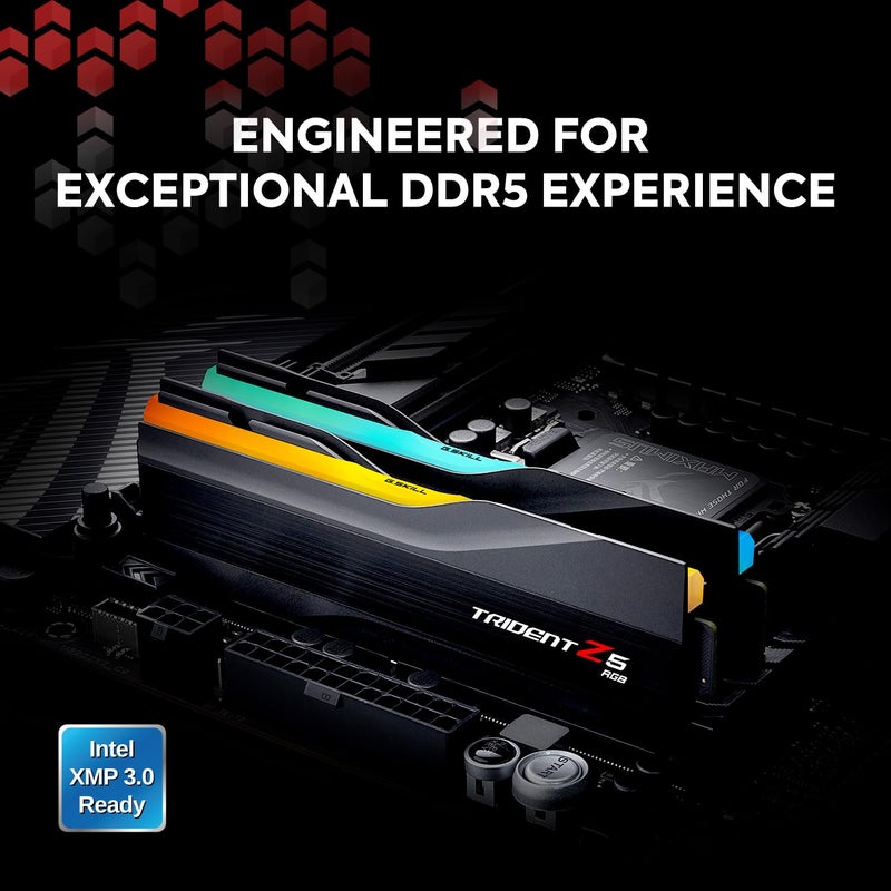 G.Skill G.SKILL Trident Z5 RGB Series (Intel XMP 3.0) DDR5 RAM 32GB (2x16GB) 6800MT/s CL34-45-45-108 1.40V Desktop Computer Memory UDIMM - Matte Black (F5-6800J3445G16GX2-TZ5RK) - Image 2