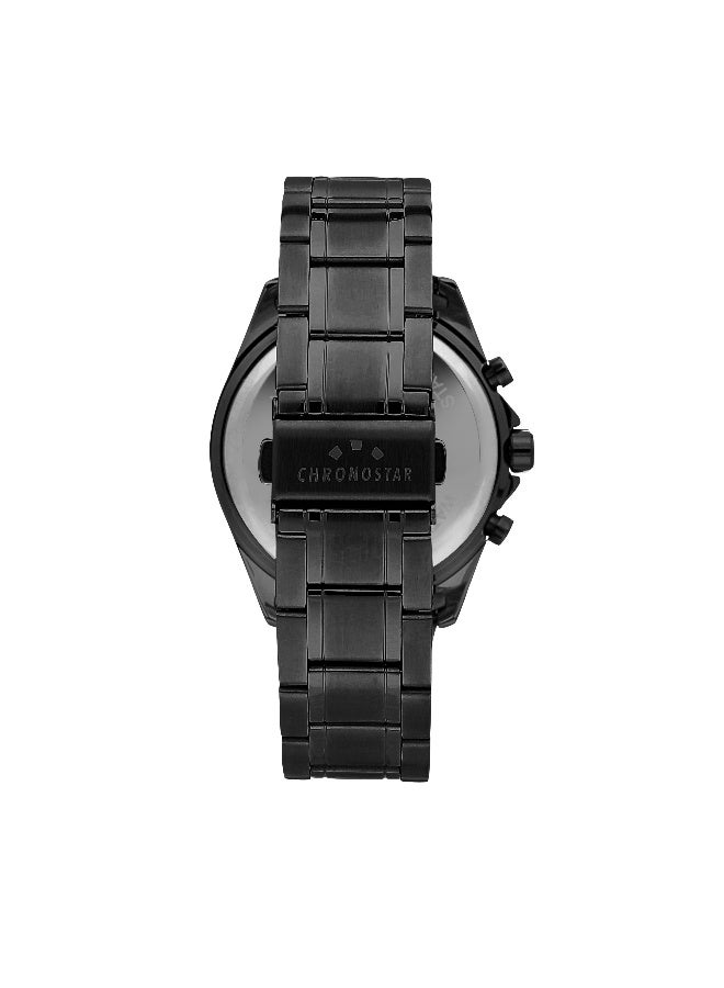 Chronostar Men's Black Round Chronograph Dial with Black Stainless Steel Band Watch - 43.5mm - R3753311001 - Image 5