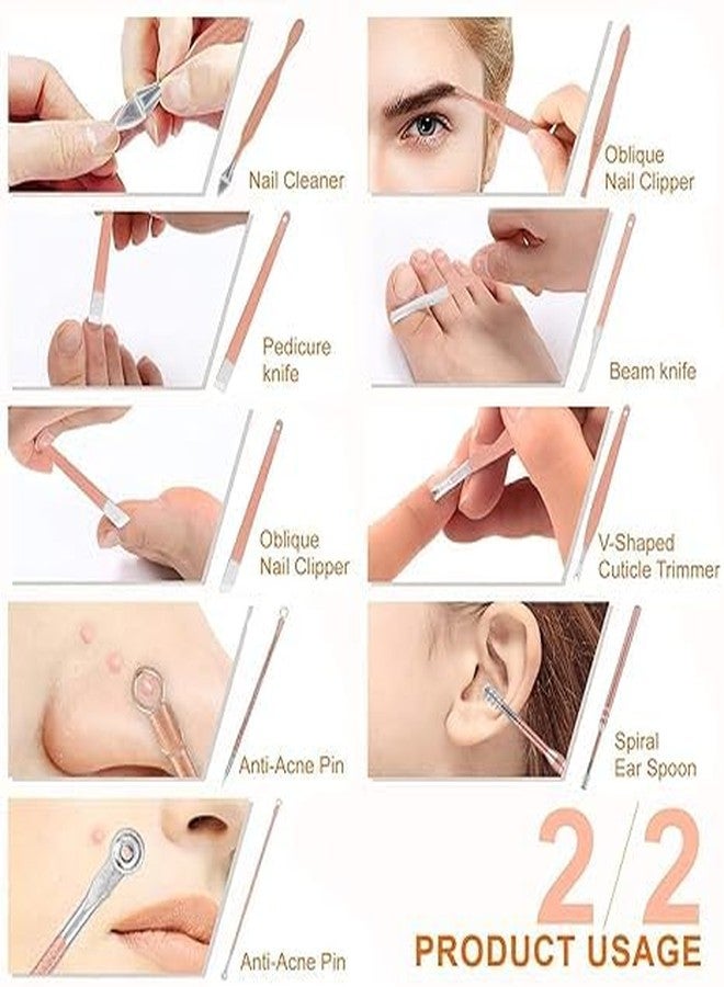 RENARSH Stainless Steel Professional Manicure Set Nail Cutter For Women Nail Scissors Luxury Grooming Kit Manicure Pedicure Kit For Women Nail Acne Remover needle (MultiColor) (16 IN 1 Manicure Set) - Image 4