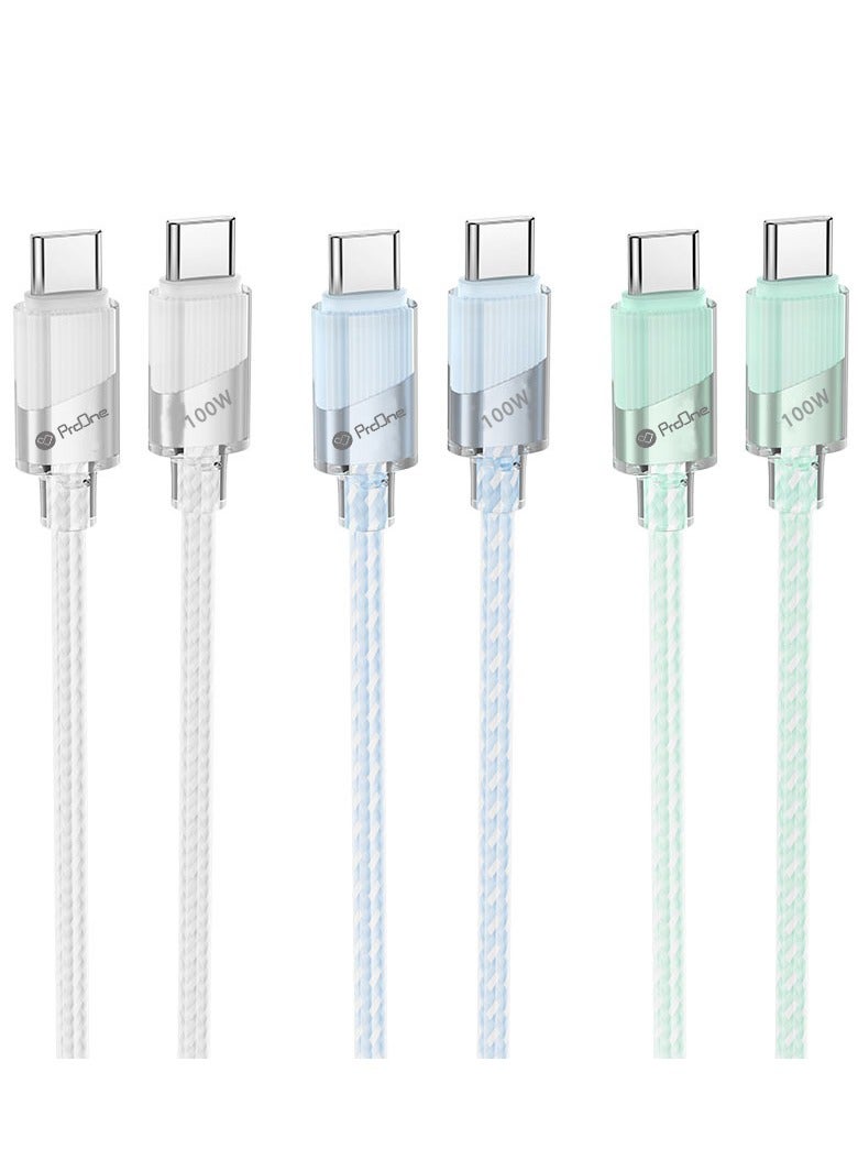 ProOne ProOne Type-C to Type-C 100W PD fast Charging & Data Cable, 1m Length  - Image 3
