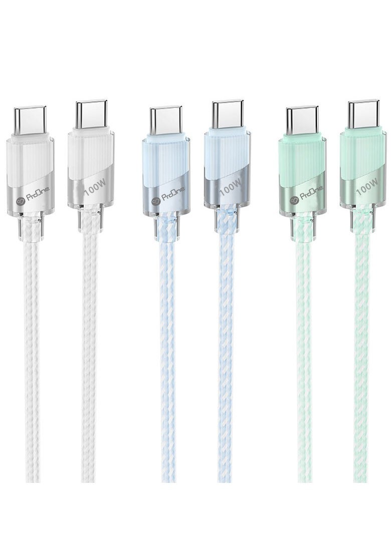 ProOne - ProOne Type-C to Type-C 100W PD fast Charging & Data Cable, 1m Length - Image 1
