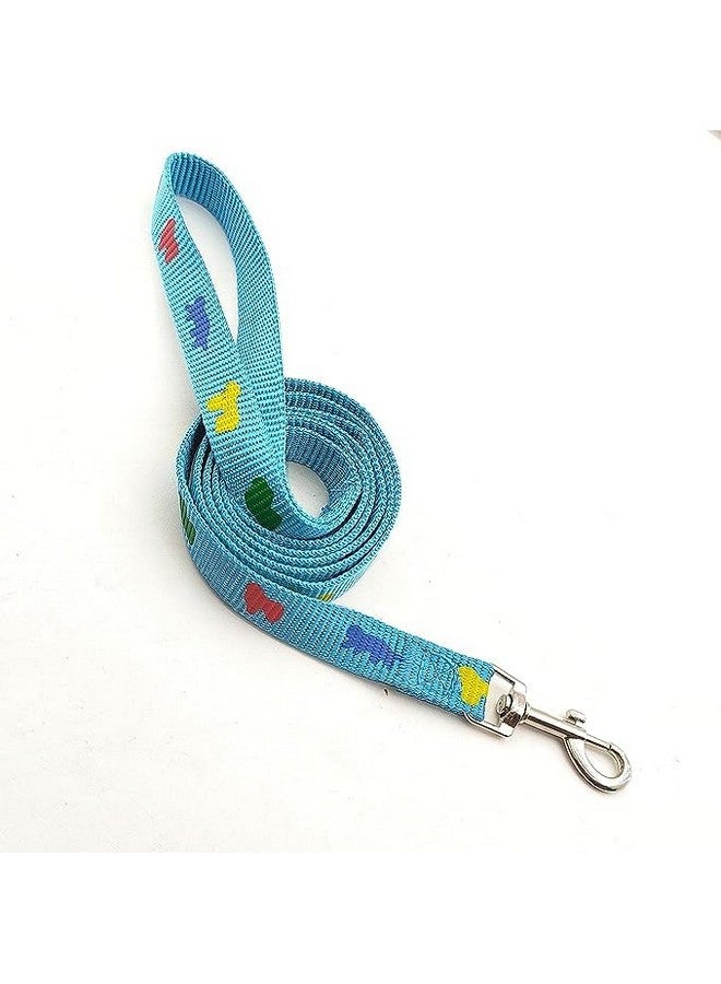 طوق ومقود من النايلون مطبوع عليه كلب مقاس 15 مم مع مشبك سريع الفك ومجموعة طوق قابلة للتنفس مثالية لجميع سلالات الكلاب والكلاب والجراء (أزرق سماوي) - Image 3