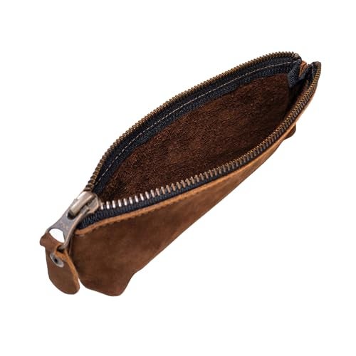 Hide & Drink, Rectangular Pencil Case, Pen & Marker Pouch for Men and Women, Flat Zippered Holder, Classic Style for Artists, Full Grain Leather, Handmade, Swayze Suede - Image 5