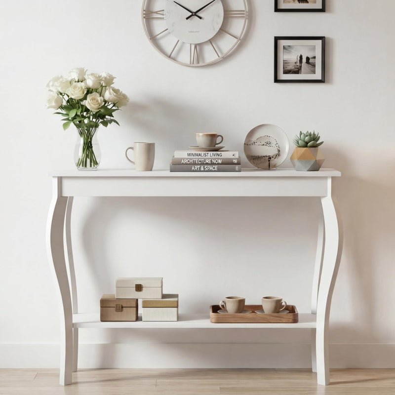 ChooChoo Narrow Console Table, Chic Accent Sofa Table, Entryway Table, White - Image 1