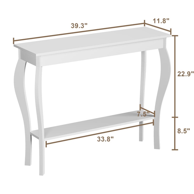 ChooChoo Narrow Console Table, Chic Accent Sofa Table, Entryway Table, White - Image 2
