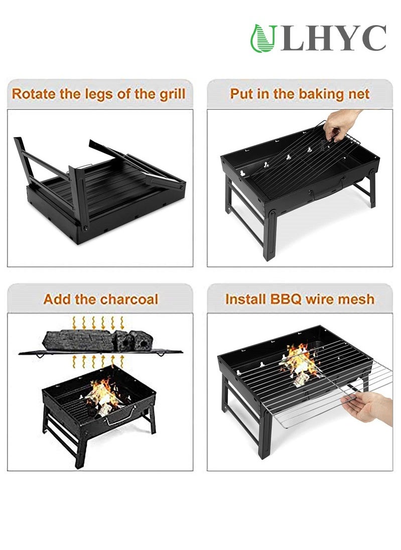 BBQ Grill, Charcoal BBQ Folding Portable Lightweight BBQ Tools Outdoor BBQ Cooking Camping Hiking Picnic Tailgate Backpacking Party