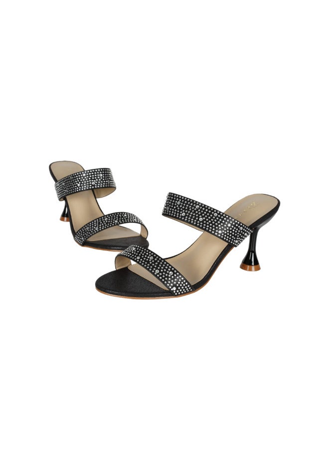ZAYNA 221-72 Zayna Ladies  Fashion Mid Heel Slip on 8TV95-8 Black  - Image 2