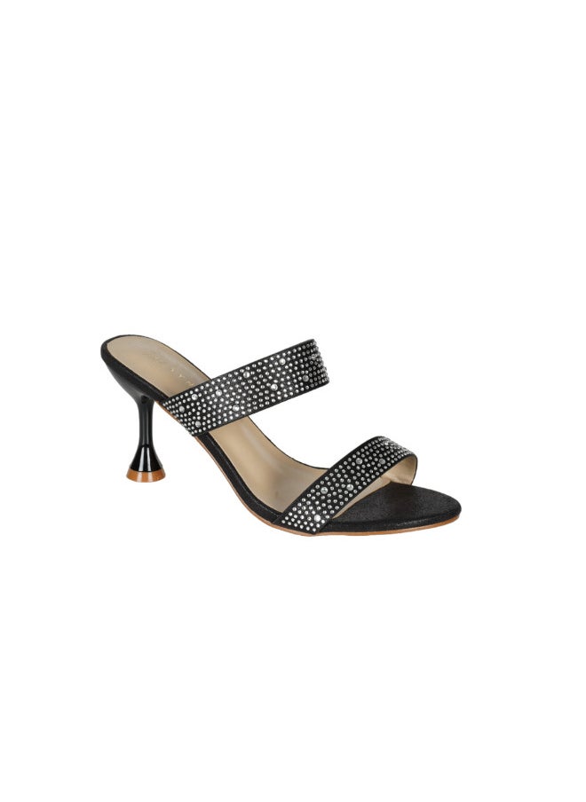 ZAYNA 221-72 Zayna Ladies  Fashion Mid Heel Slip on 8TV95-8 Black  - Image 1