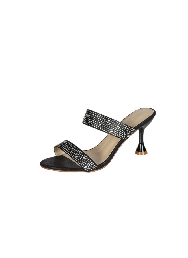 ZAYNA 221-72 Zayna Ladies  Fashion Mid Heel Slip on 8TV95-8 Black  - Image 3