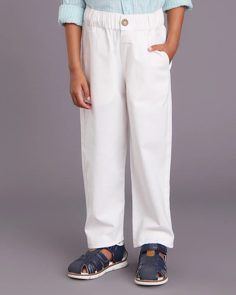 Redtag Boys Cream Casual Trousers