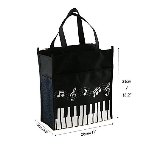 Apol Music Theme Handbag Canvas Piano Keys Tote Bag Reusable Grocery Bag for Shopping - Image 2