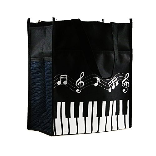 Apol Music Theme Handbag Canvas Piano Keys Tote Bag Reusable Grocery Bag for Shopping - Image 4