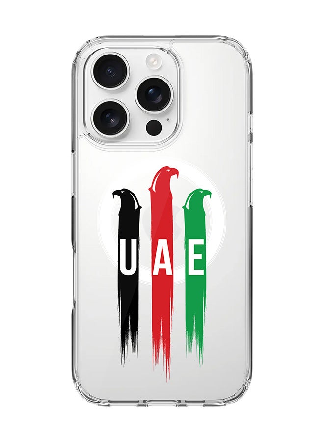 Stylizedd For iPhone 16 Pro Case [Compatible with MagSafe] Slim Magnetic cover Clear Phone Case - UAE Falcons - Image 1