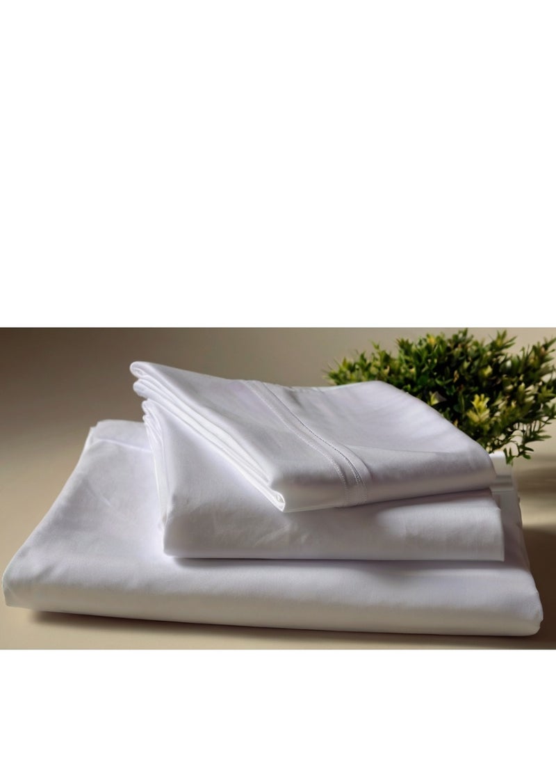 Neuovaletto Luxury 193x203 US King Size100% Natural Long Staple Cotton 300TC Bedding Set, 1pc Fitted Sheet, 1pc Flat Sheet, 2pcs Pillowcases, Soft and Better Breathing - Image 2