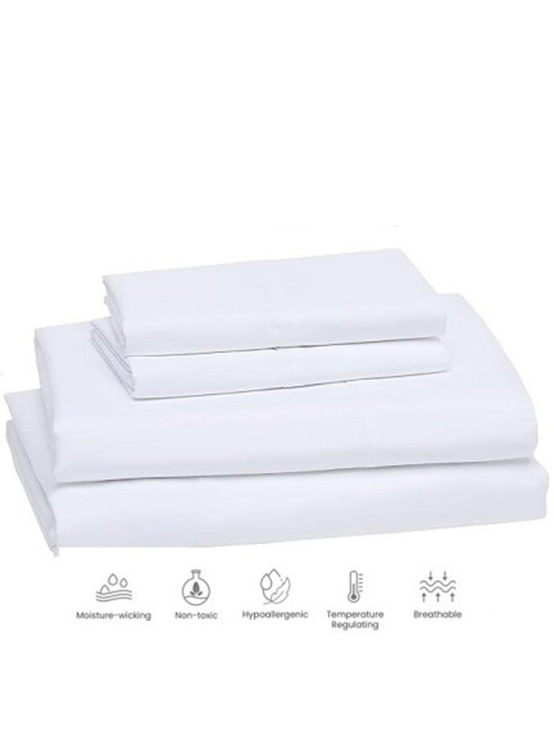 Neuovaletto Luxury 193x203 US King Size100% Natural Long Staple Cotton 300TC Bedding Set, 1pc Fitted Sheet, 1pc Flat Sheet, 2pcs Pillowcases, Soft and Better Breathing - Image 5